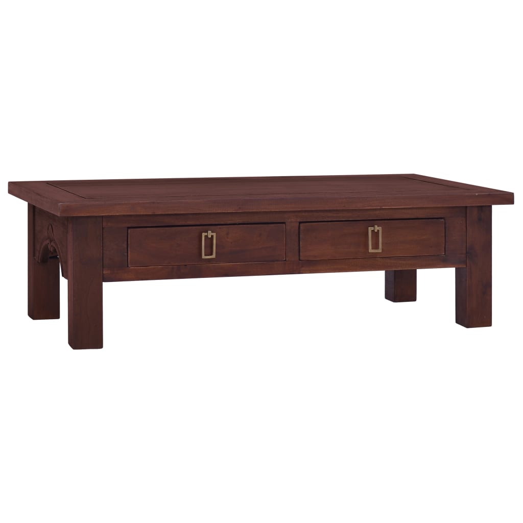 vidaXL Mesa de centro clásica madera maciza caoba marrón 100x50x30 cm