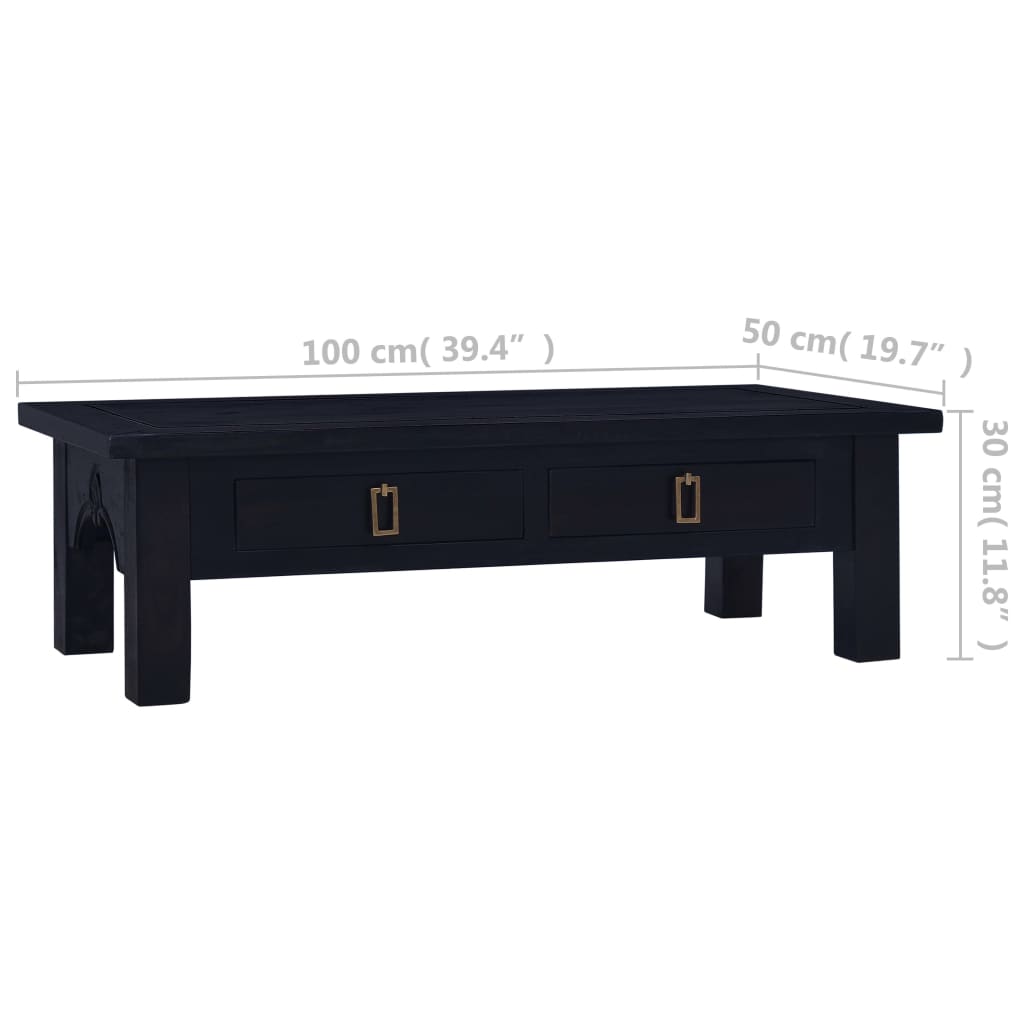 vidaXL Mesa de centro madera maciza caoba café negro claro 100x50x30cm