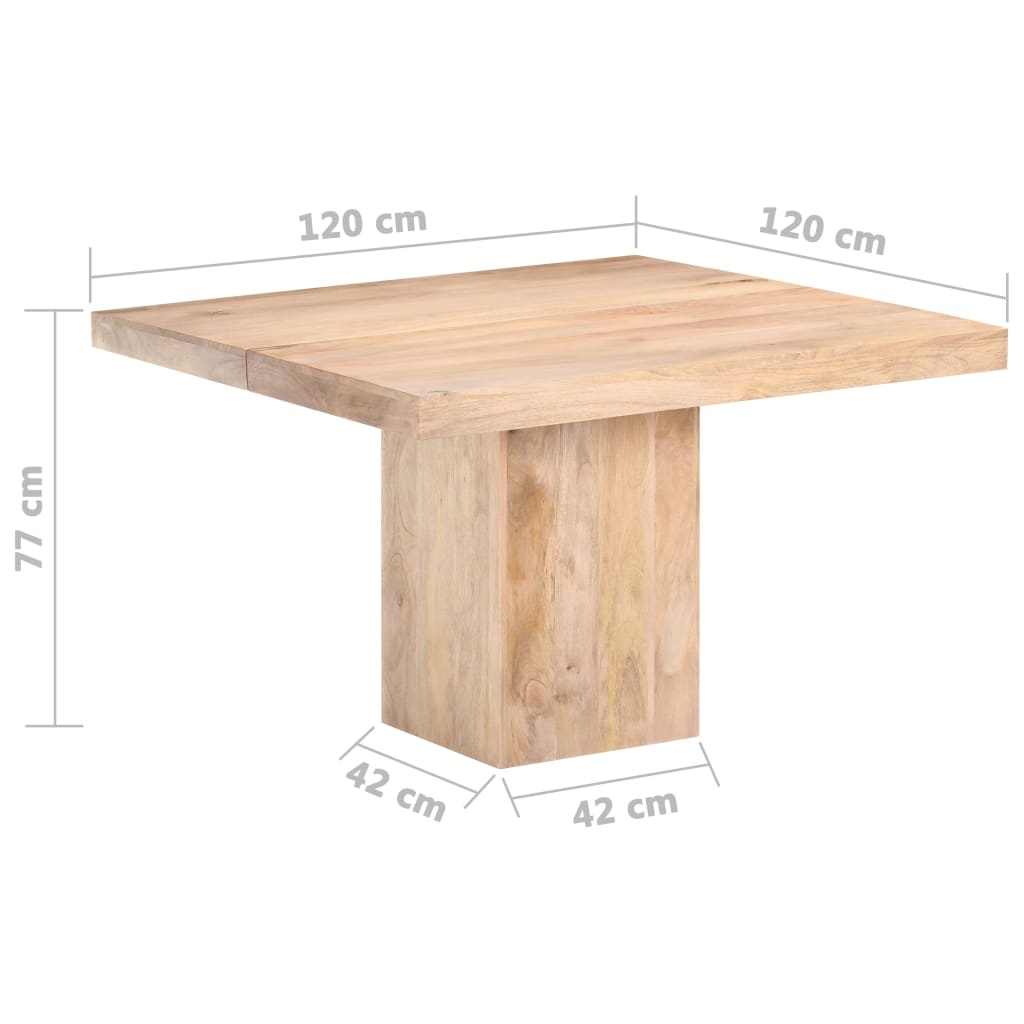 vidaXL Mesa de comedor de madera maciza de mango 120x120x77 cm