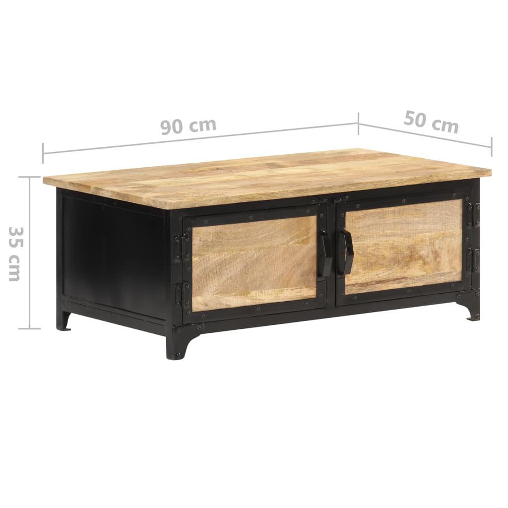 vidaXL Mesa de centro de madera maciza de mango 90x50x35 cm