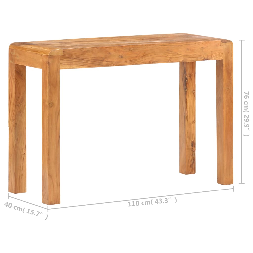 vidaXL Mesa consola madera maciza de acacia acabado miel 110x40x76 cm