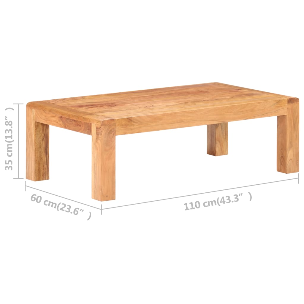 vidaXL Mesa de centro madera maciza acacia acabado miel 110x60x35 cm