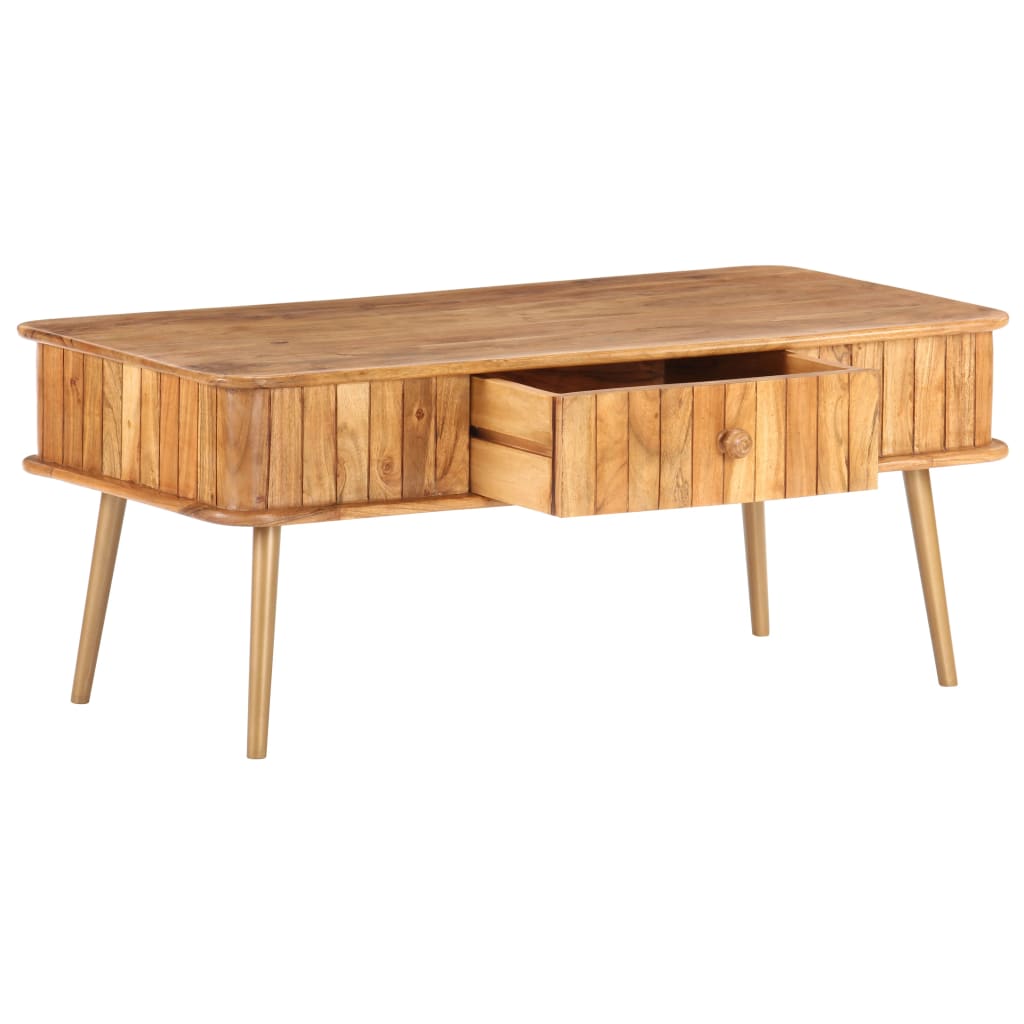 vidaXL Mesa de centro madera maciza de acacia 100x50x40 cm