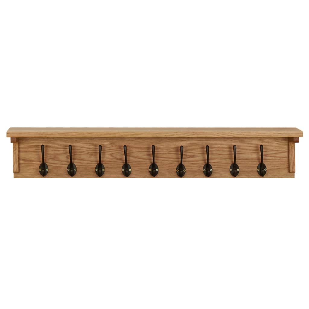 vidaXL Perchero de madera maciza de roble 90x16x16 cm