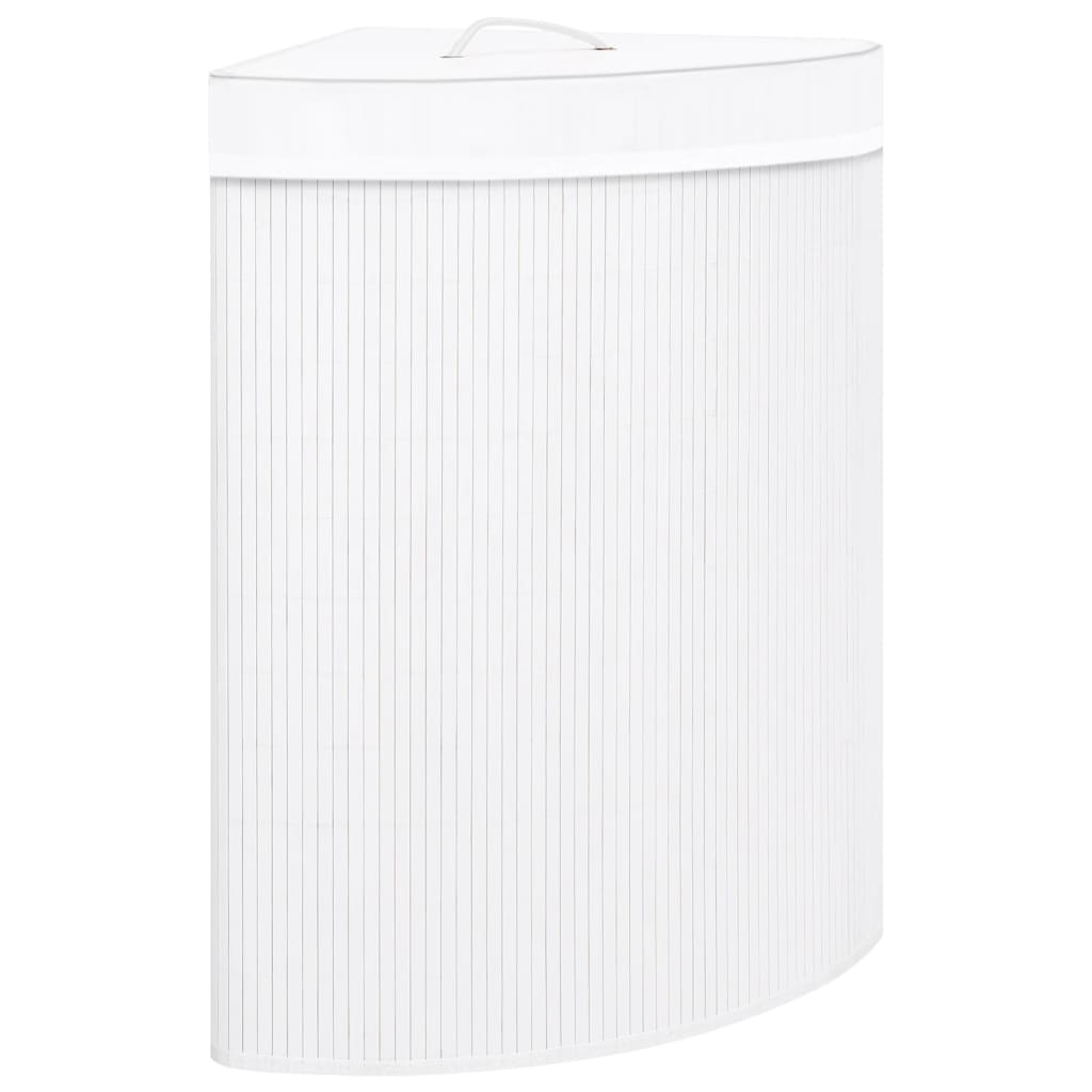 vidaXL Cesto para la ropa sucia de esquina bambú blanco 60 L