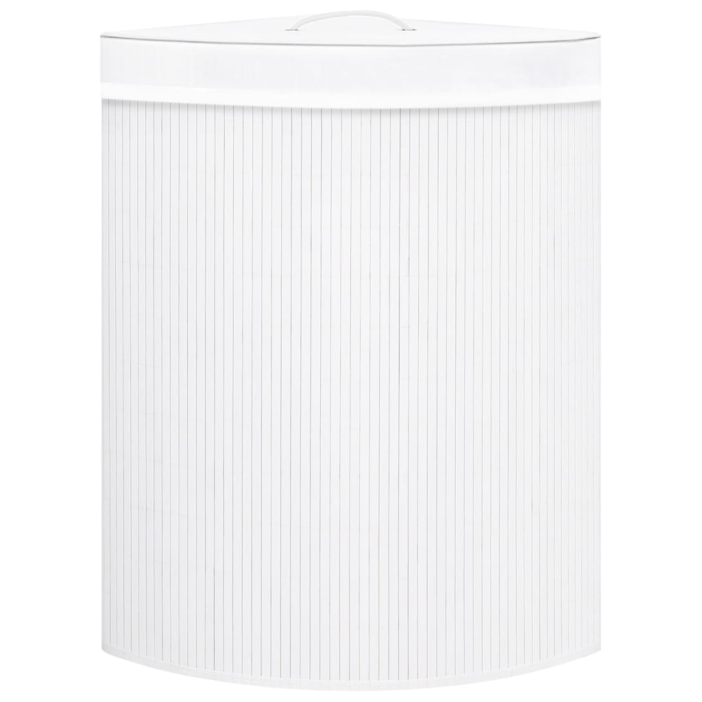 vidaXL Cesto para la ropa sucia de esquina bambú blanco 60 L