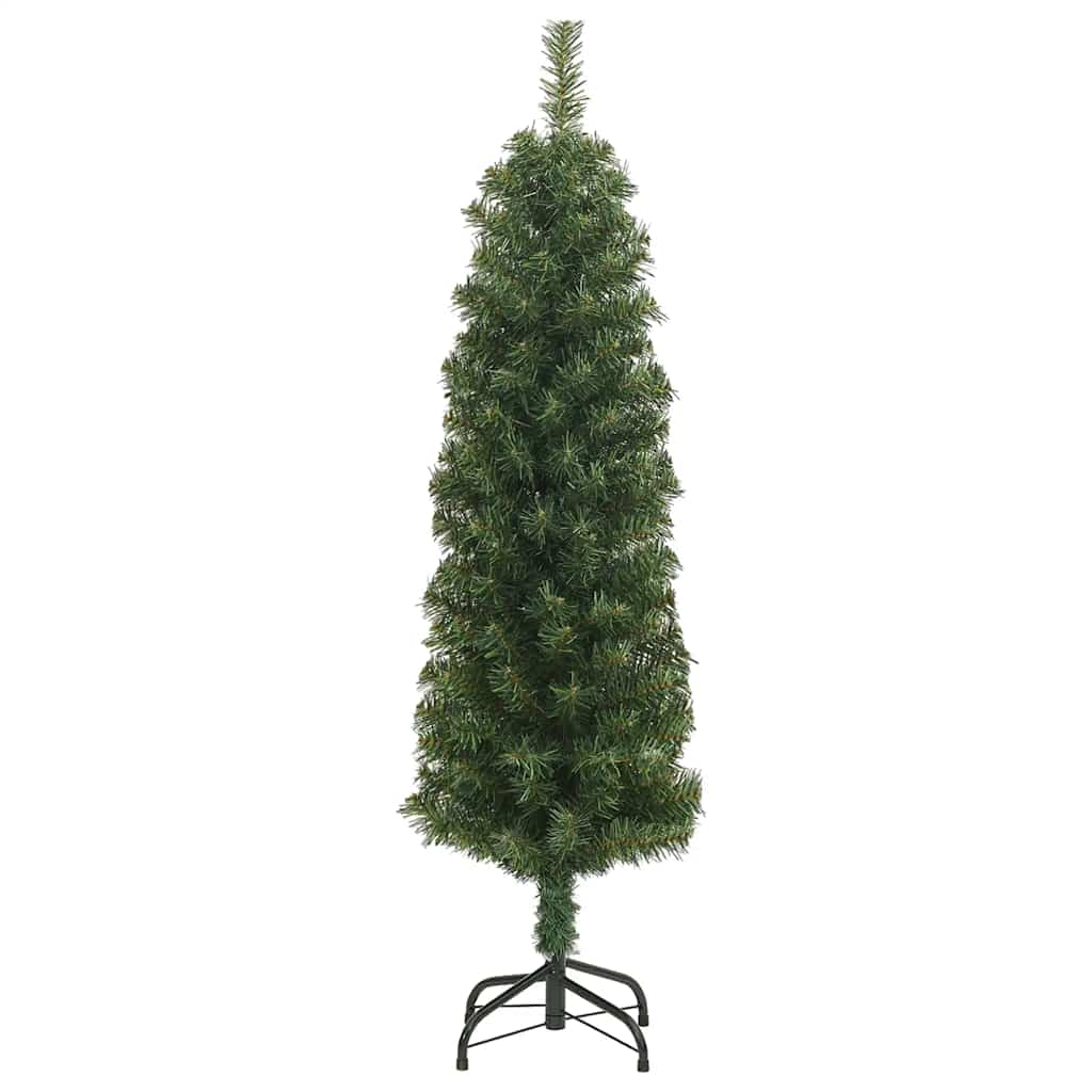 vidaXL Árbol de Navidad artificial delgado y soporte PVC verde 150 cm