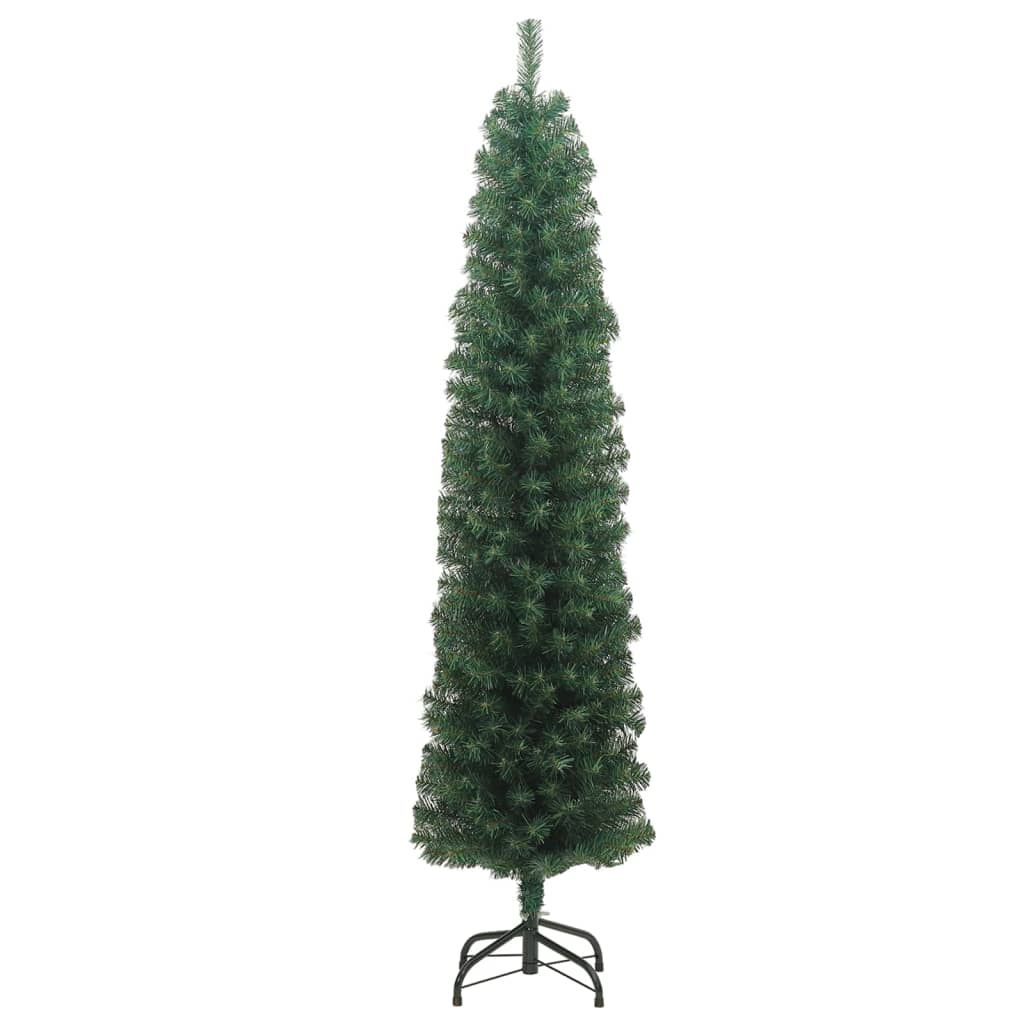 vidaXL Árbol de Navidad artificial delgado y soporte PVC verde 180 cm