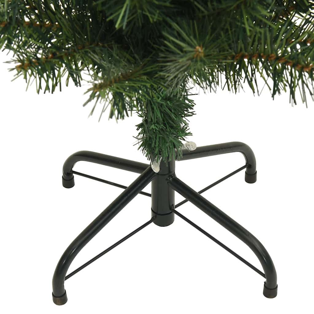 vidaXL Árbol de Navidad artificial delgado y soporte PVC verde 210 cm