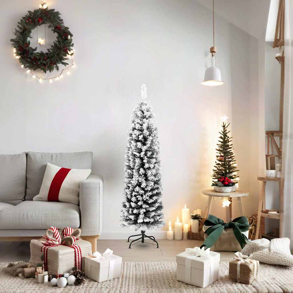 vidaXL Árbol de Navidad artificial verde con nieve PVC 150 cm