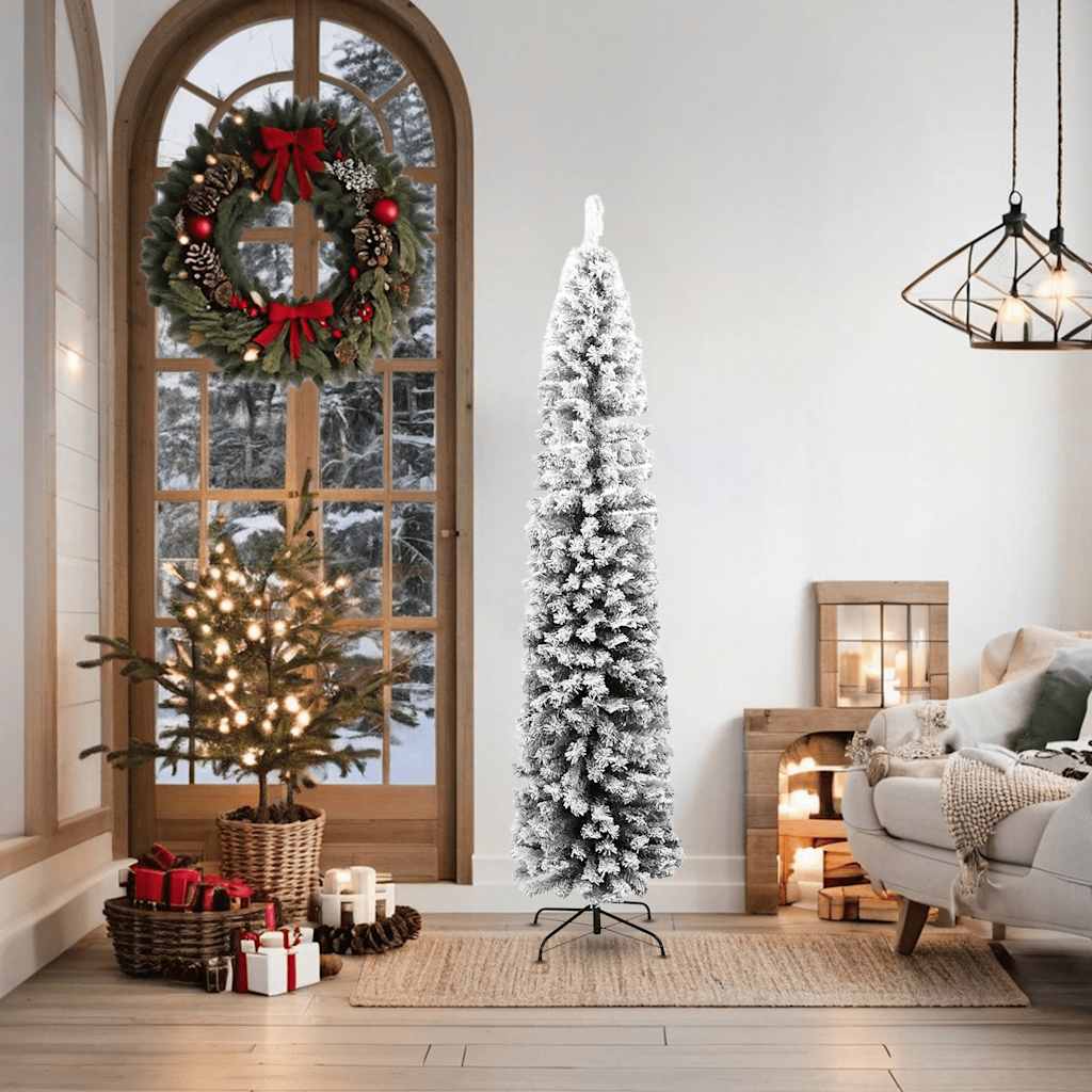 vidaXL Árbol de Navidad artificial verde con nieve PVC 180 cm