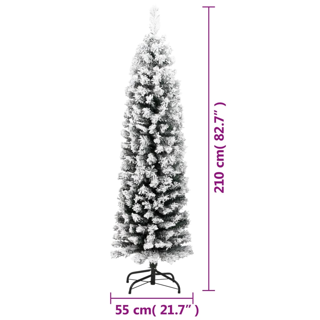 vidaXL Árbol de Navidad artificial verde con nieve PVC 210 cm