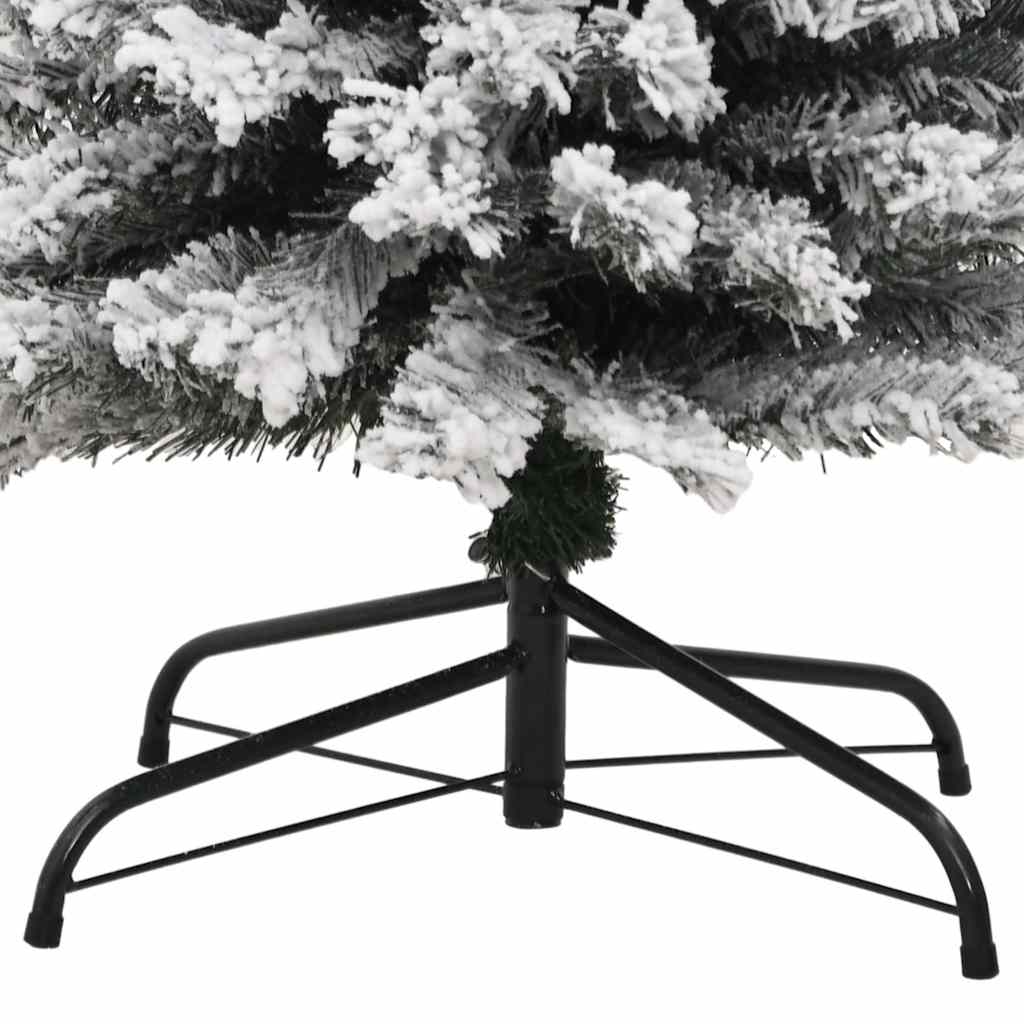 vidaXL Árbol de Navidad artificial delgado verde con nieve PVC 240 cm