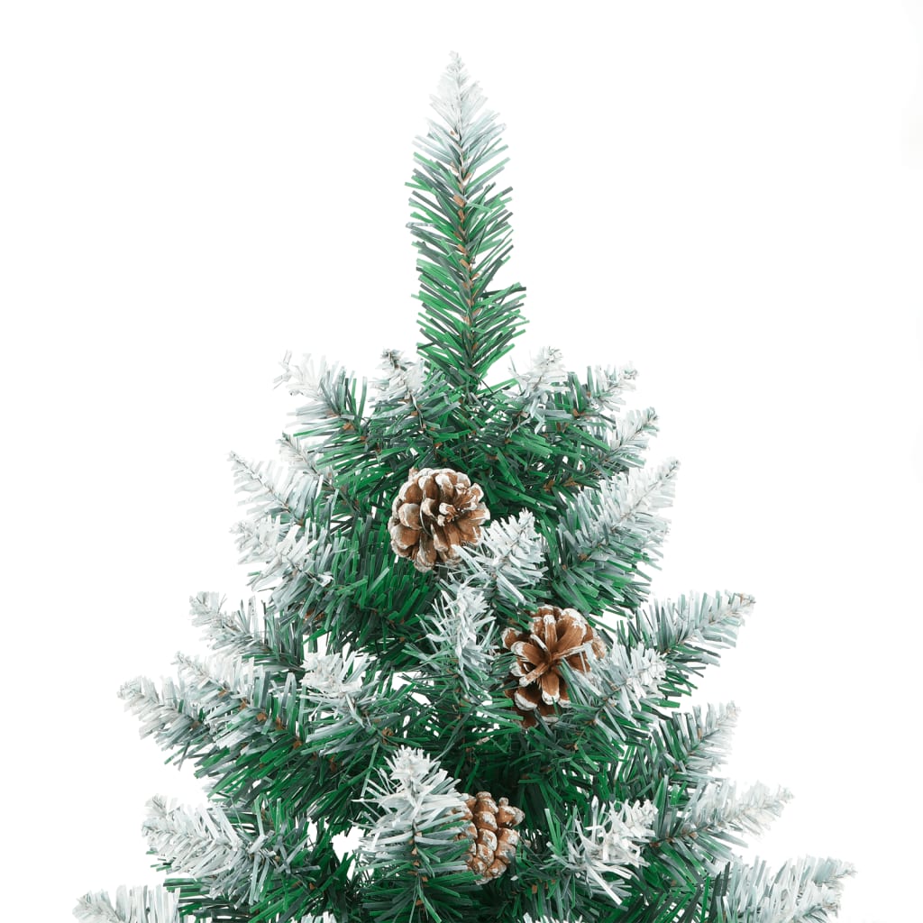 vidaXL Árbol de Navidad delgado madera auténtica y piñas PVC 150 cm