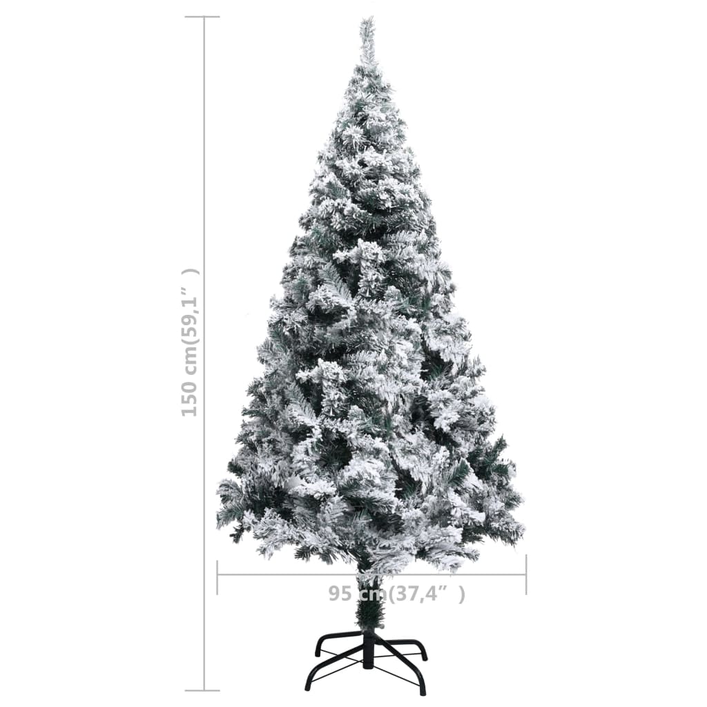 vidaXL Árbol de Navidad artificial verde con nieve 150 cm