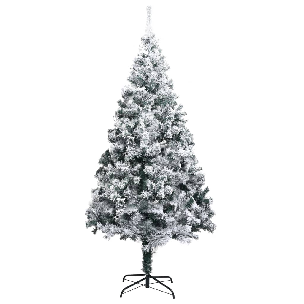 vidaXL Árbol de Navidad artificial verde con nieve 180 cm