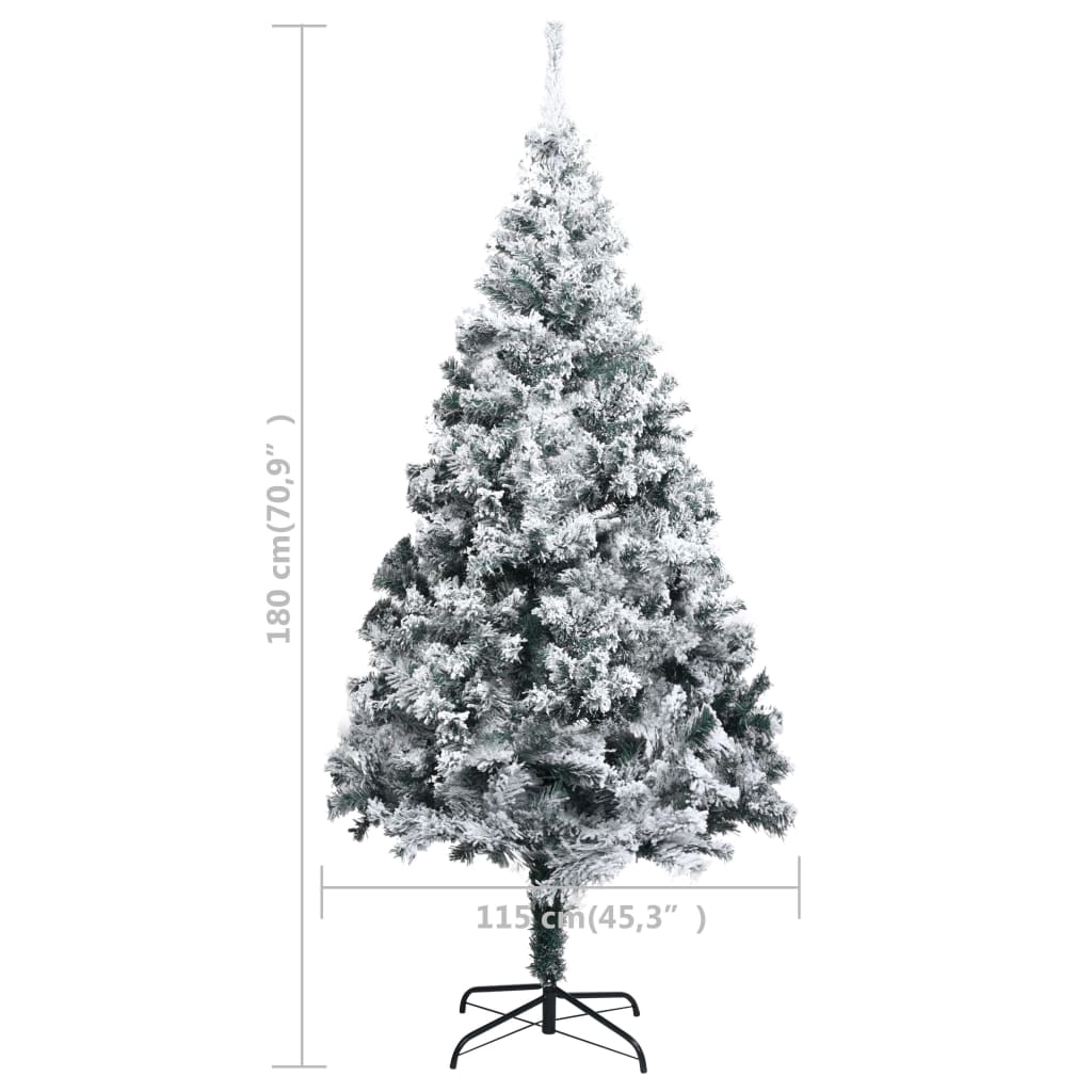 vidaXL Árbol de Navidad artificial verde con nieve 180 cm