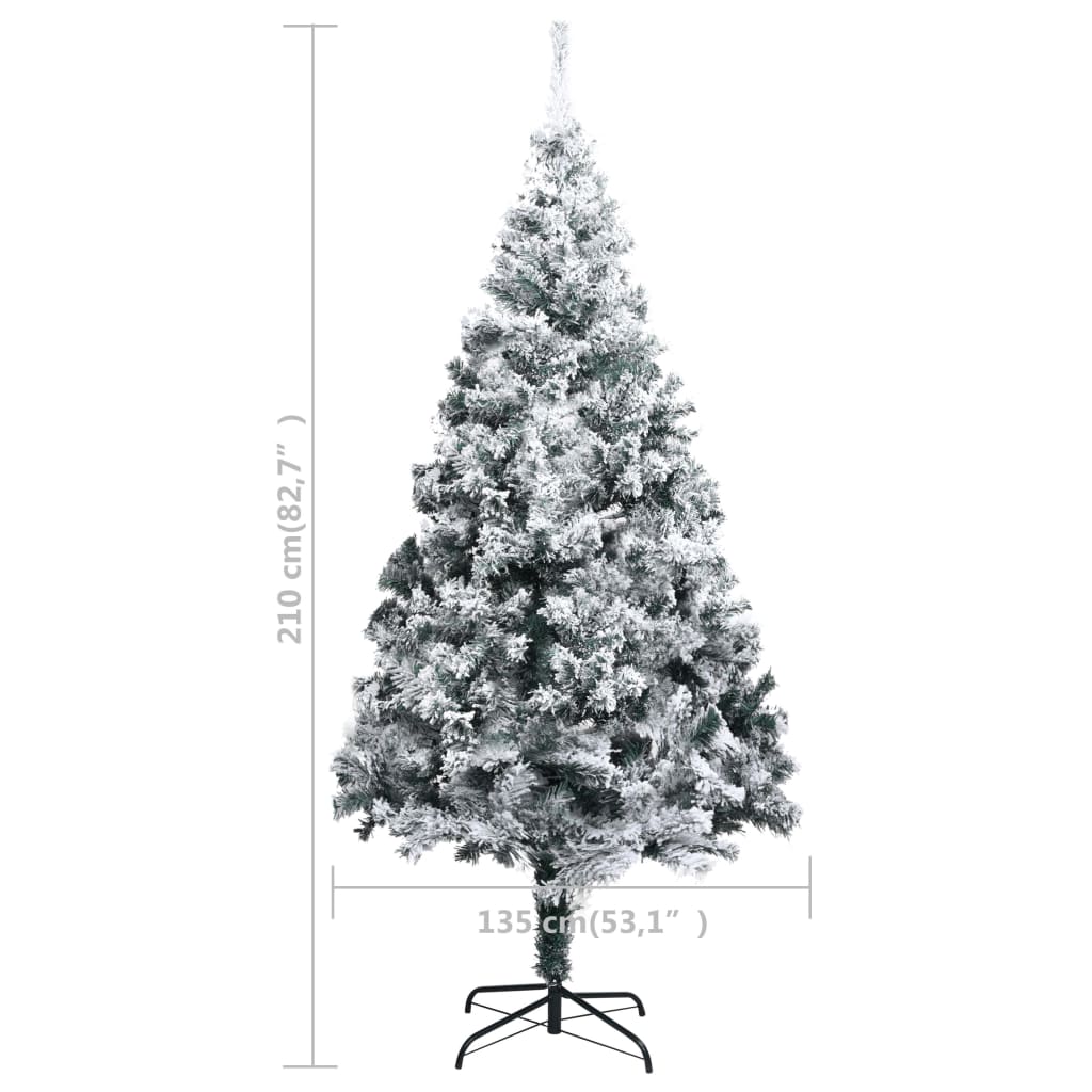 vidaXL Árbol de Navidad artificial verde con nieve 210 cm