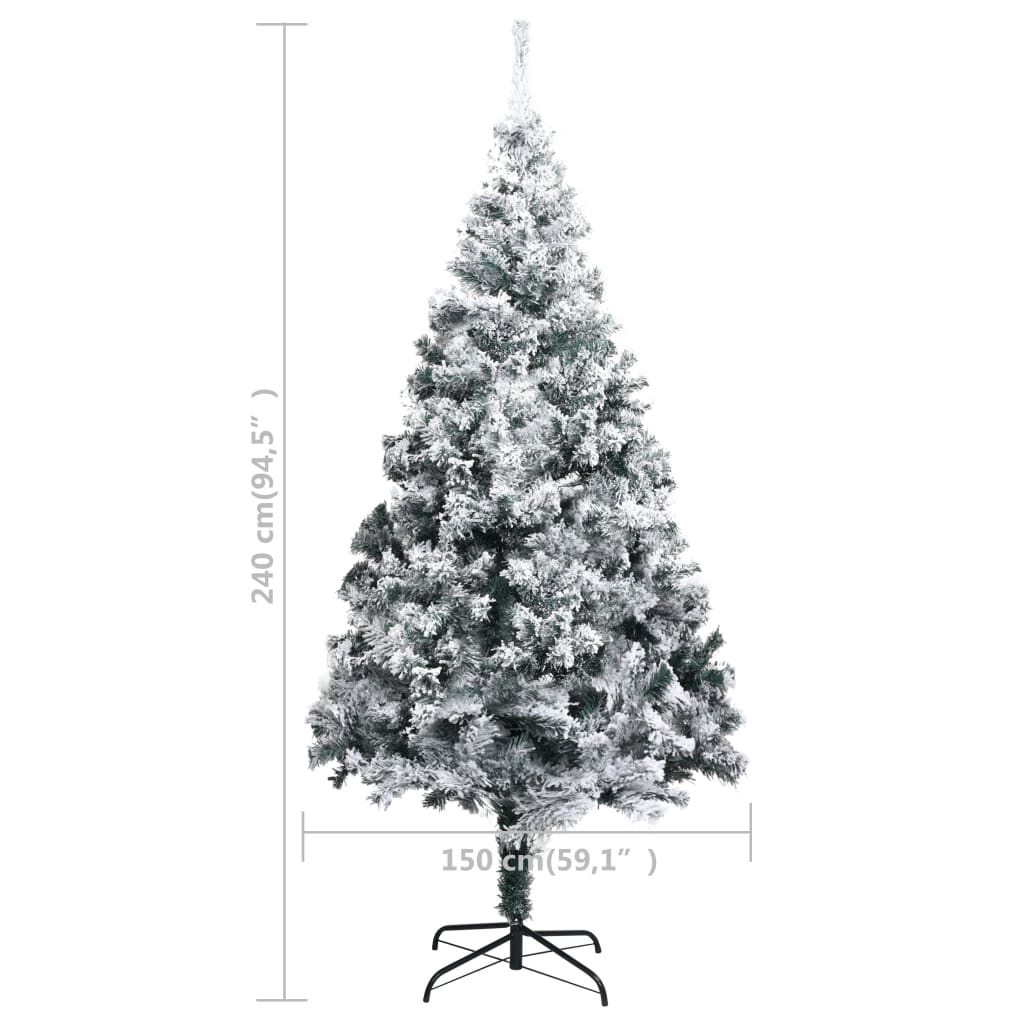 vidaXL Árbol de Navidad artificial verde con nieve 240 cm