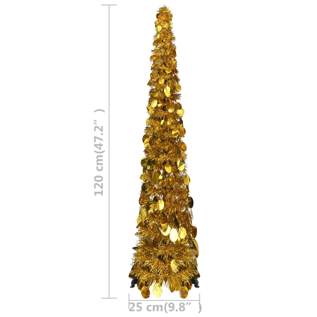 vidaXL Árbol de Navidad artificial emergente PET dorado 120 cm