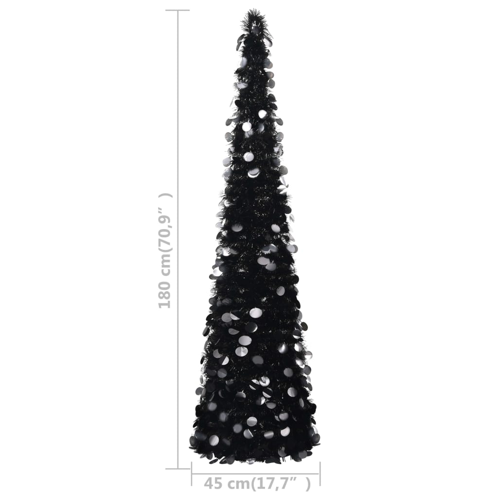 vidaXL Árbol de Navidad artificial emergente PET negro 180 cm