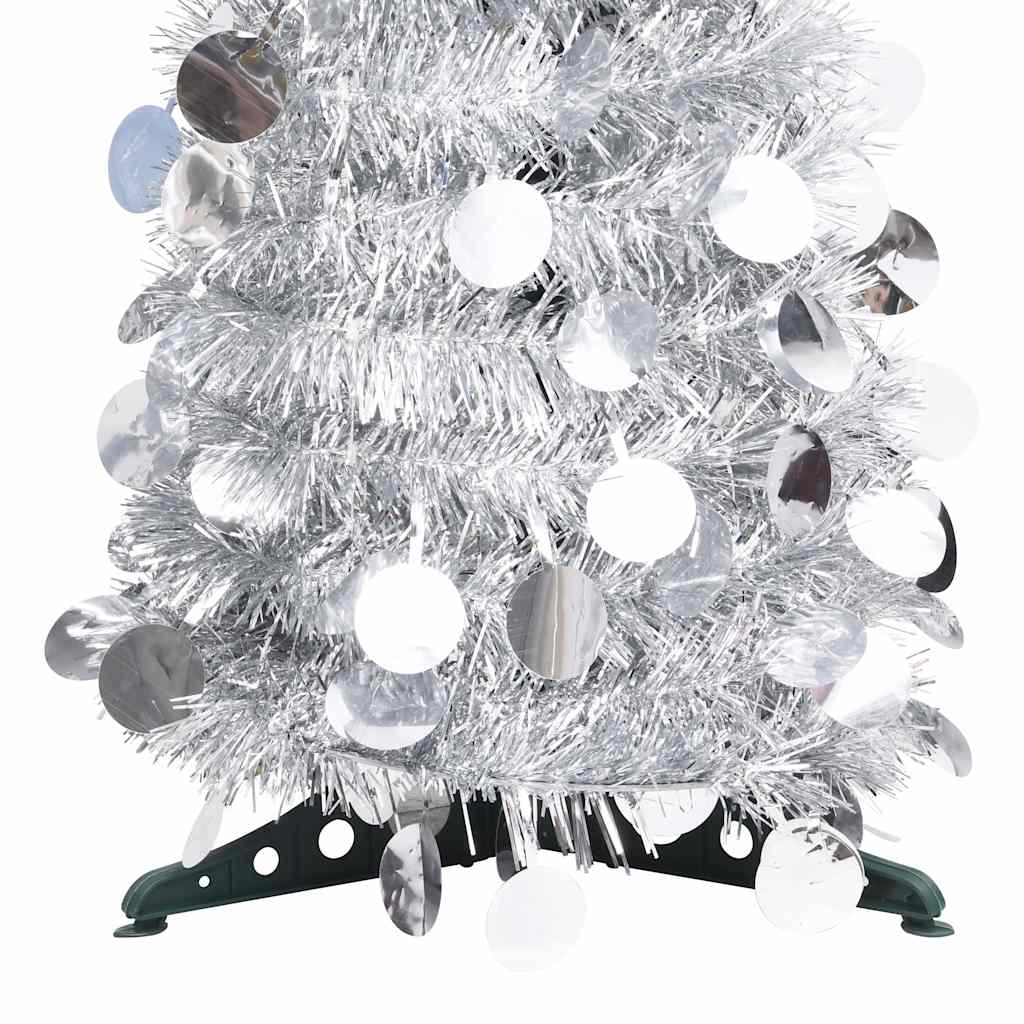 vidaXL Árbol de Navidad artificial emergente PET plateado 120 cm