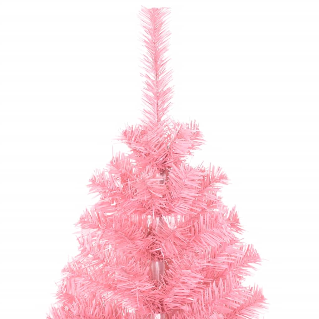 vidaXL Árbol de Navidad artificial con soporte PVC rosa 150 cm