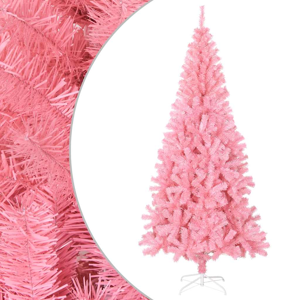 vidaXL Árbol de Navidad artificial con soporte PVC rosa 180 cm