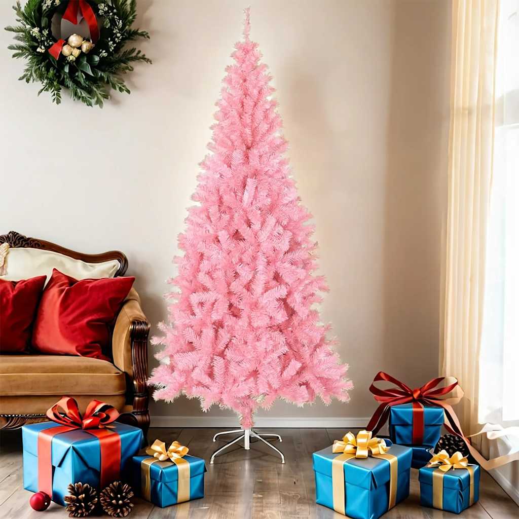 vidaXL Árbol de Navidad artificial con soporte PVC rosa 180 cm