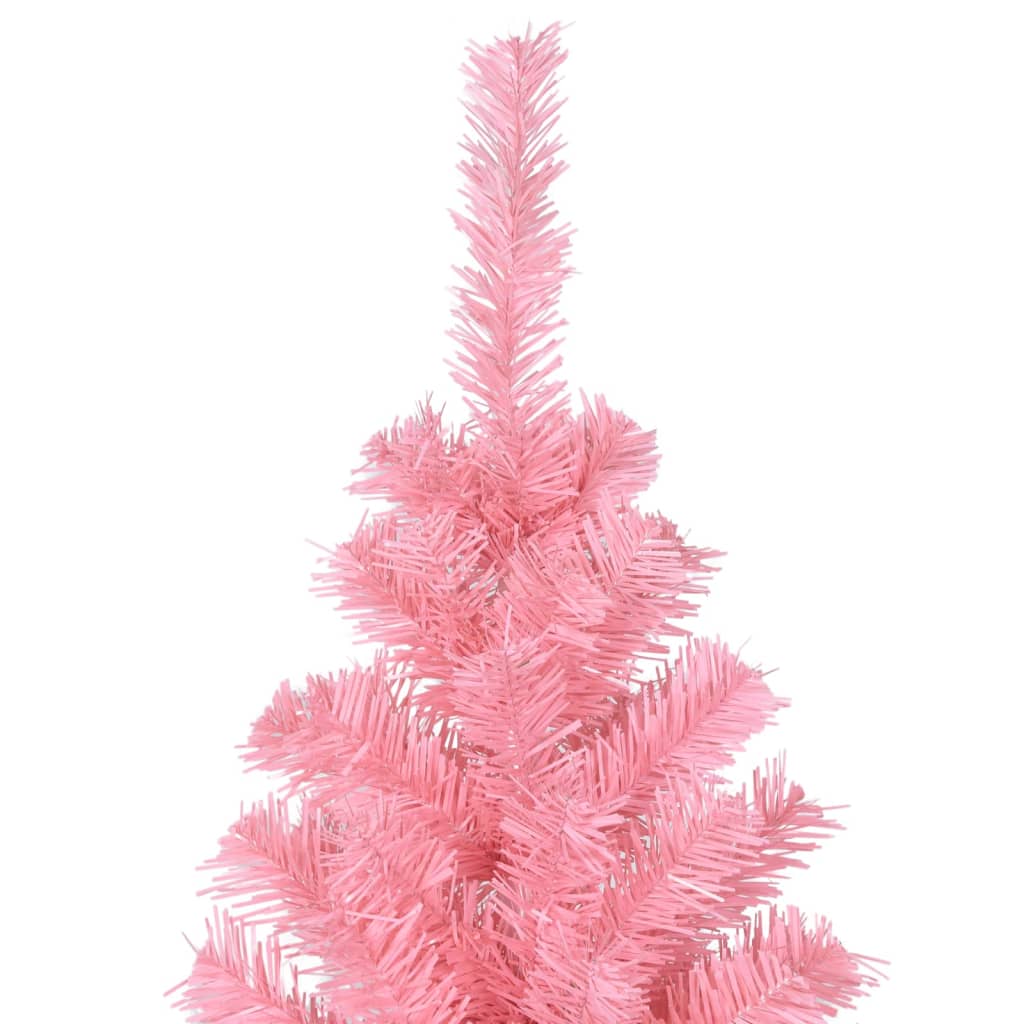 vidaXL Árbol de Navidad artificial con soporte PVC rosa 210 cm