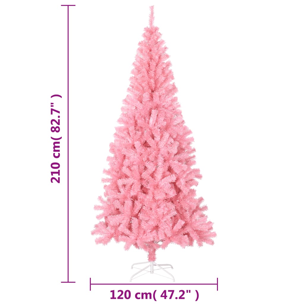 vidaXL Árbol de Navidad artificial con soporte PVC rosa 210 cm