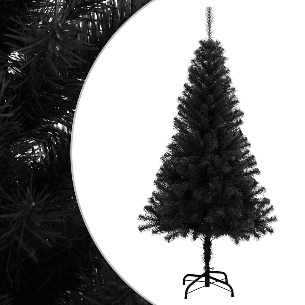 vidaXL Árbol de Navidad artificial con soporte PVC negro 150 cm