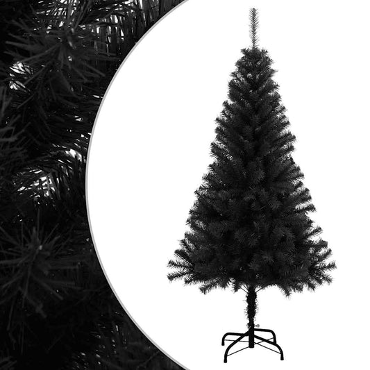 vidaXL Árbol de Navidad artificial con soporte PVC negro 150 cm