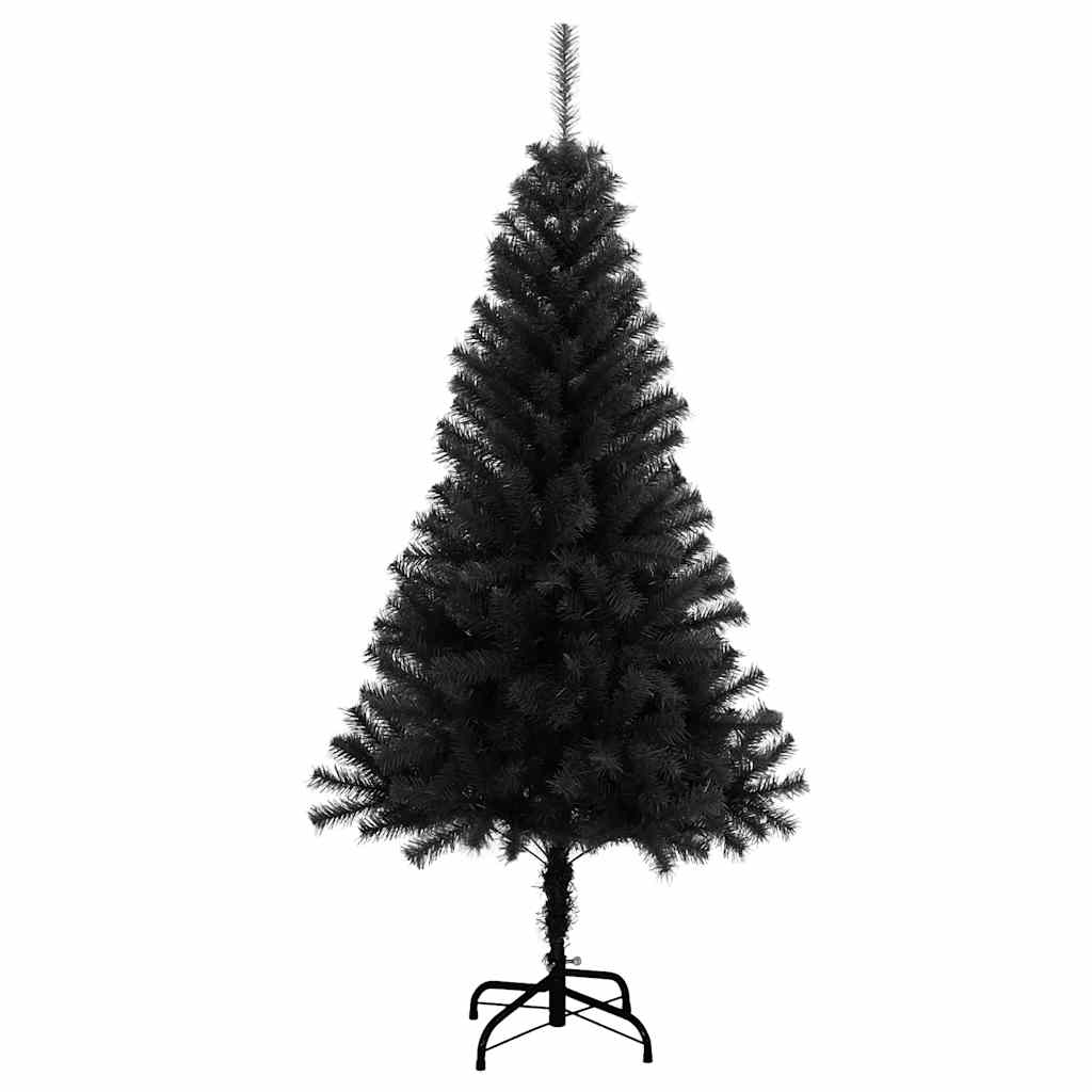 vidaXL Árbol de Navidad artificial con soporte PVC negro 150 cm