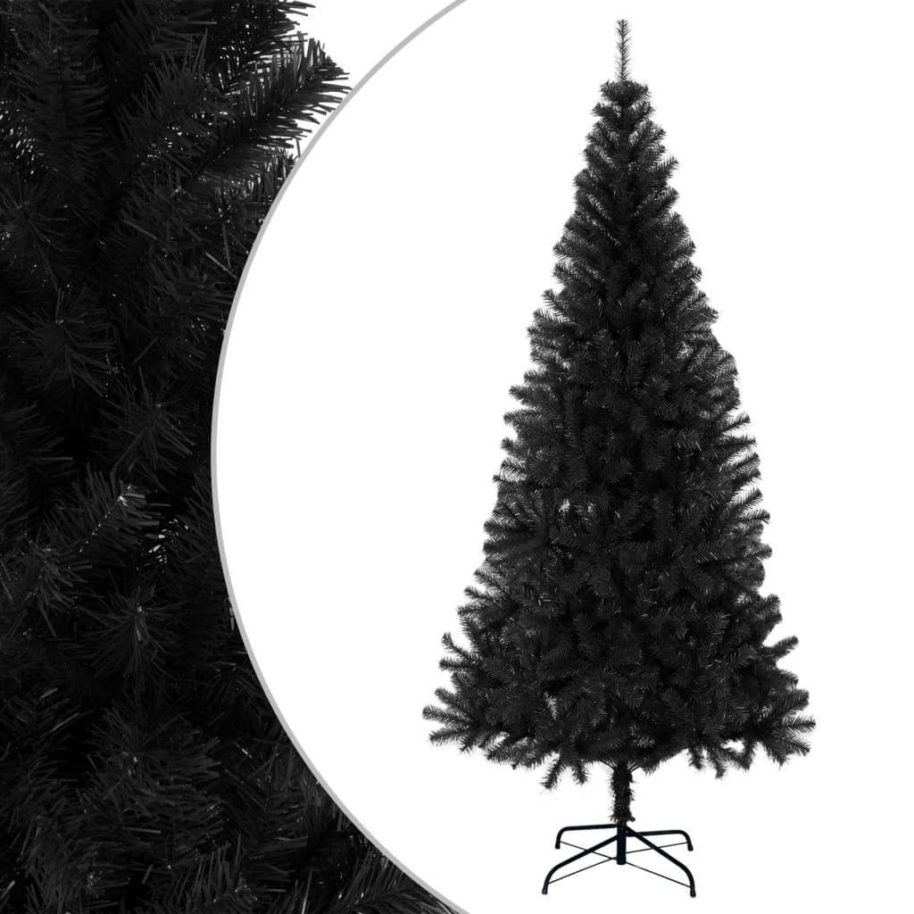 vidaXL Árbol de Navidad artificial con soporte PVC negro 180 cm