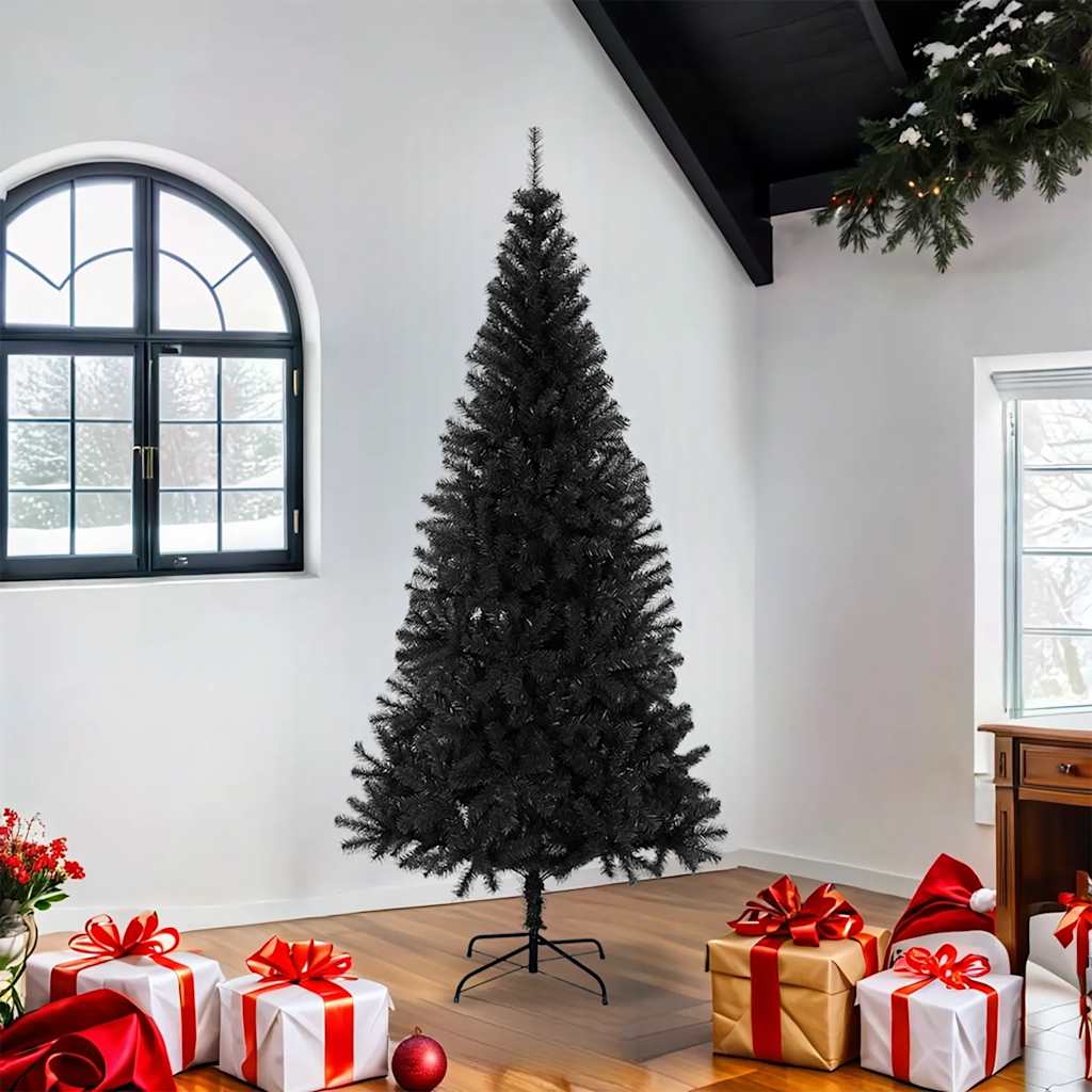 vidaXL Árbol de Navidad artificial con soporte PVC negro 180 cm