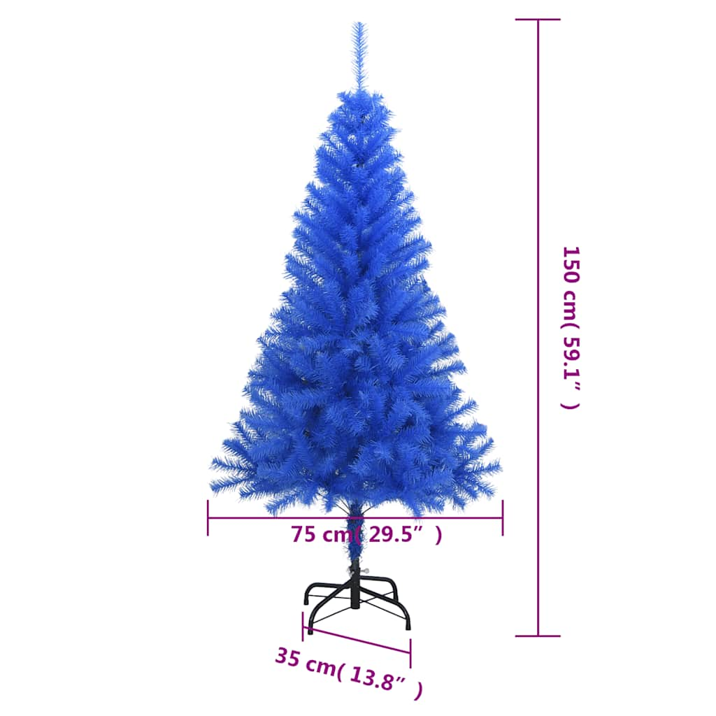 vidaXL Árbol de Navidad artificial con soporte PVC azul 150 cm