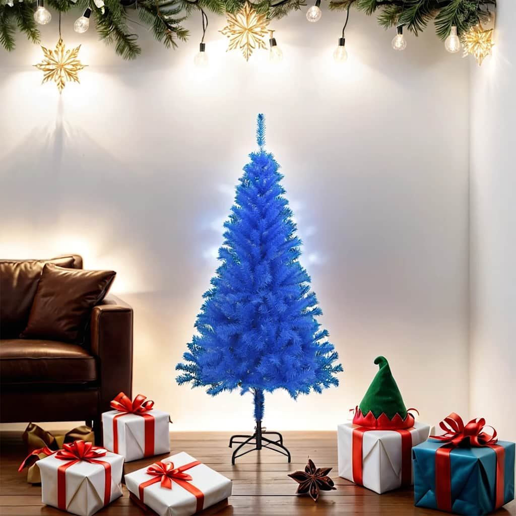 vidaXL Árbol de Navidad artificial con soporte PVC azul 150 cm