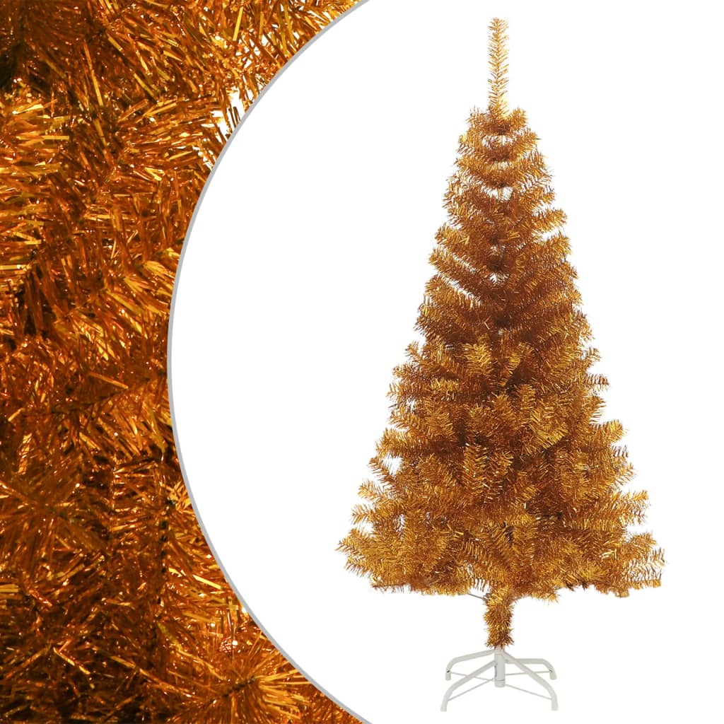 vidaXL Árbol de Navidad artificial con soporte PET dorado 150 cm