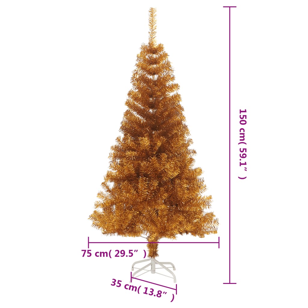 vidaXL Árbol de Navidad artificial con soporte PET dorado 150 cm