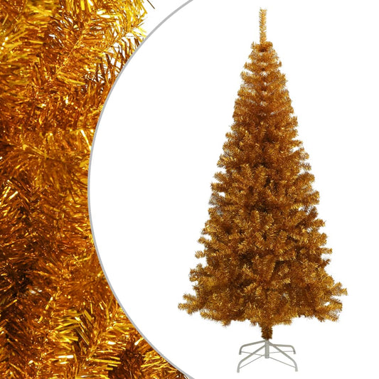 vidaXL Árbol de Navidad artificial con soporte PET dorado 210 cm