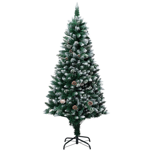 vidaXL Árbol de Navidad artificial con piñas y nieve blanca 150 cm