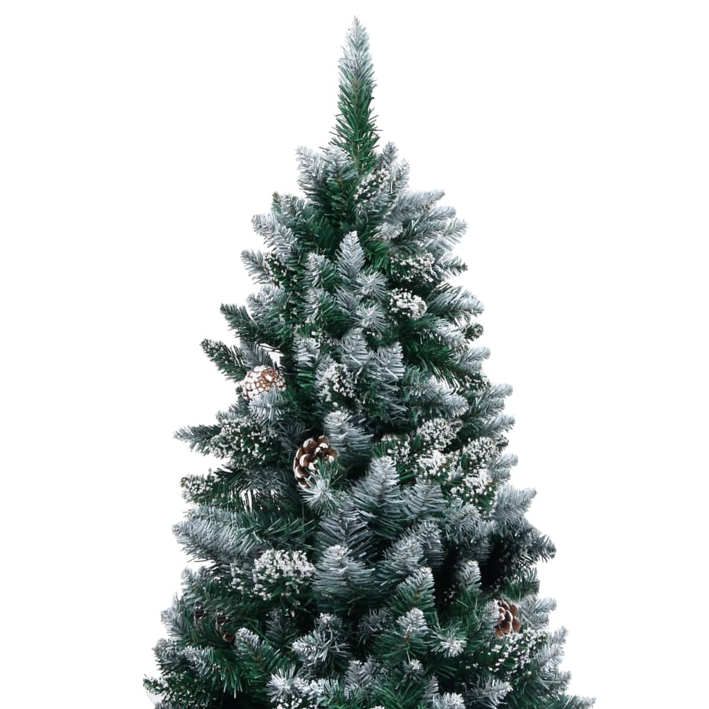 vidaXL Árbol de Navidad artificial con piñas y nieve blanca 150 cm