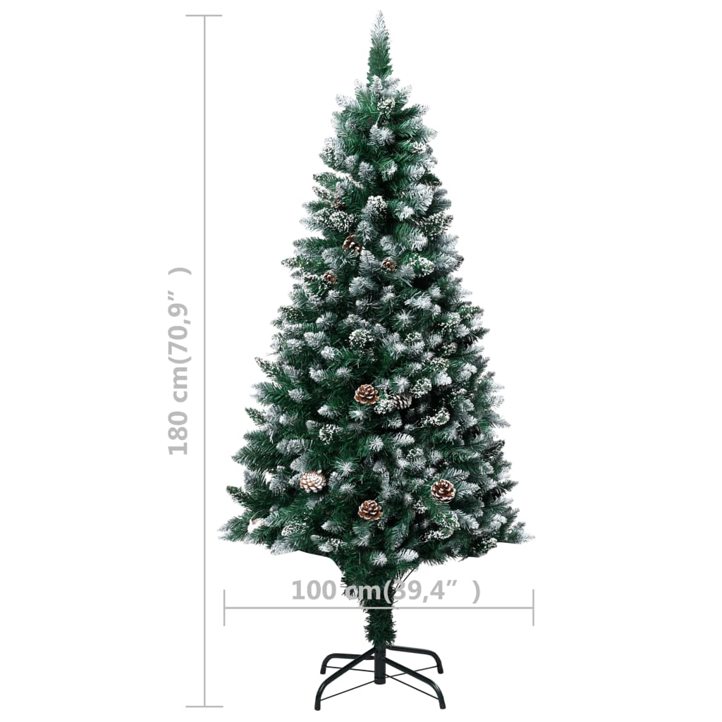 vidaXL Árbol de Navidad artificial con piñas y nieve blanca 180 cm