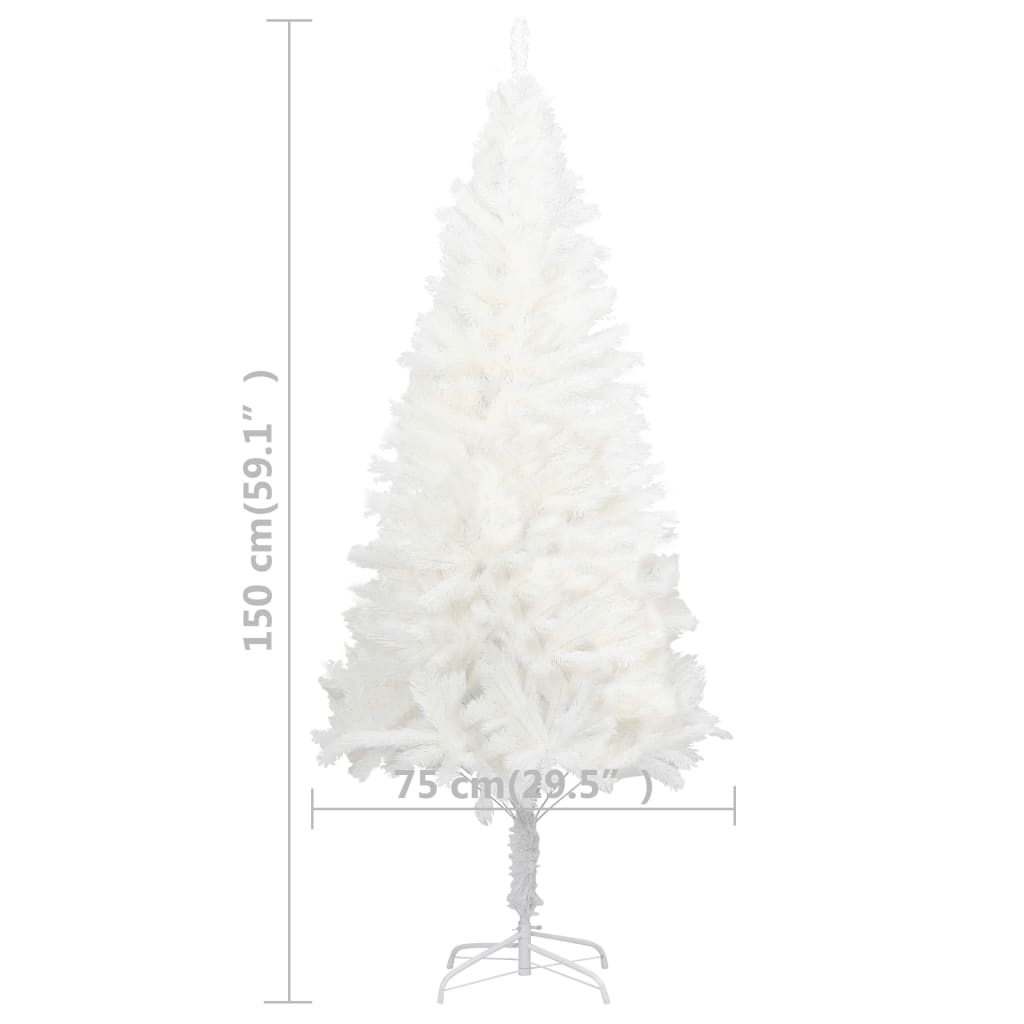 vidaXL Árbol artificial de Navidad con hojas realistas blanco 150 cm