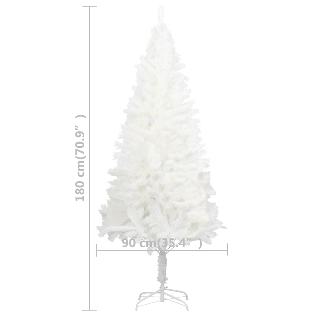 vidaXL Árbol artificial de Navidad con hojas realistas blanco 180 cm