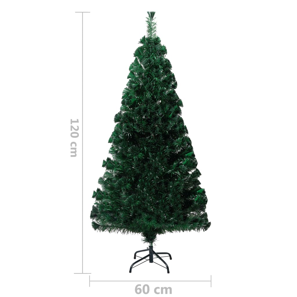 vidaXL Árbol de Navidad artificial y soporte verde fibra óptica 120 cm