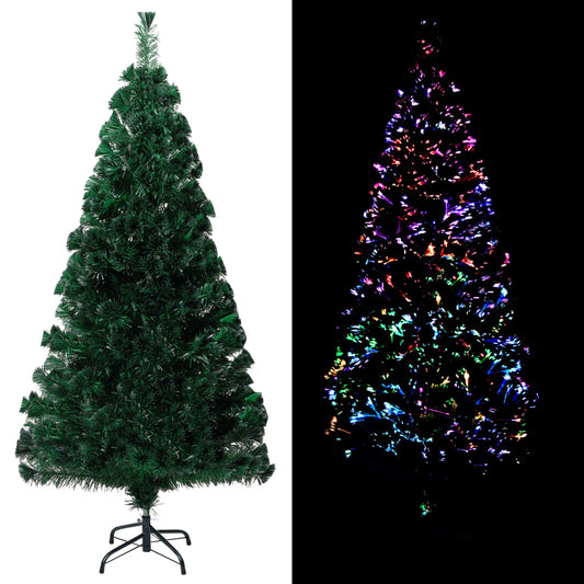 vidaXL Árbol de Navidad artificial y soporte verde fibra óptica 120 cm