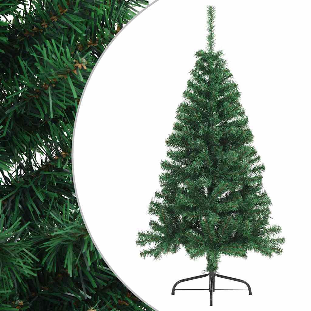 vidaXL Medio árbol de Navidad artificial con soporte PVC verde 150 cm