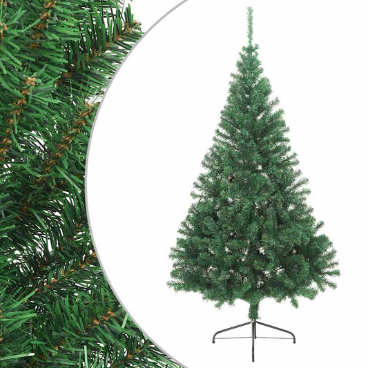 vidaXL Medio árbol de Navidad artificial con soporte PVC verde 180 cm